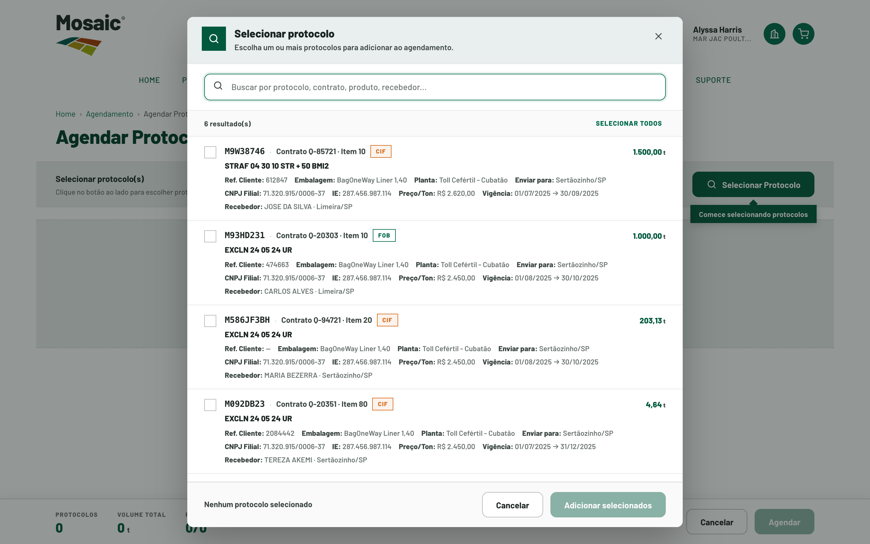 Detalhe — modal