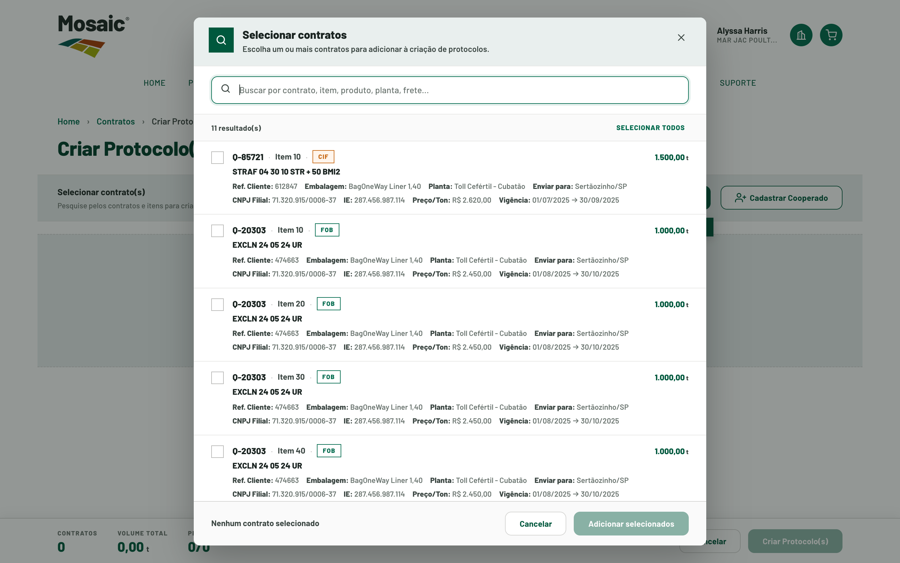 Detalhe — modal
